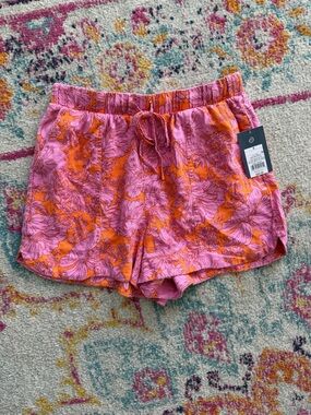 Universal Thread Pink & Orange Floral Drawstring Shorts